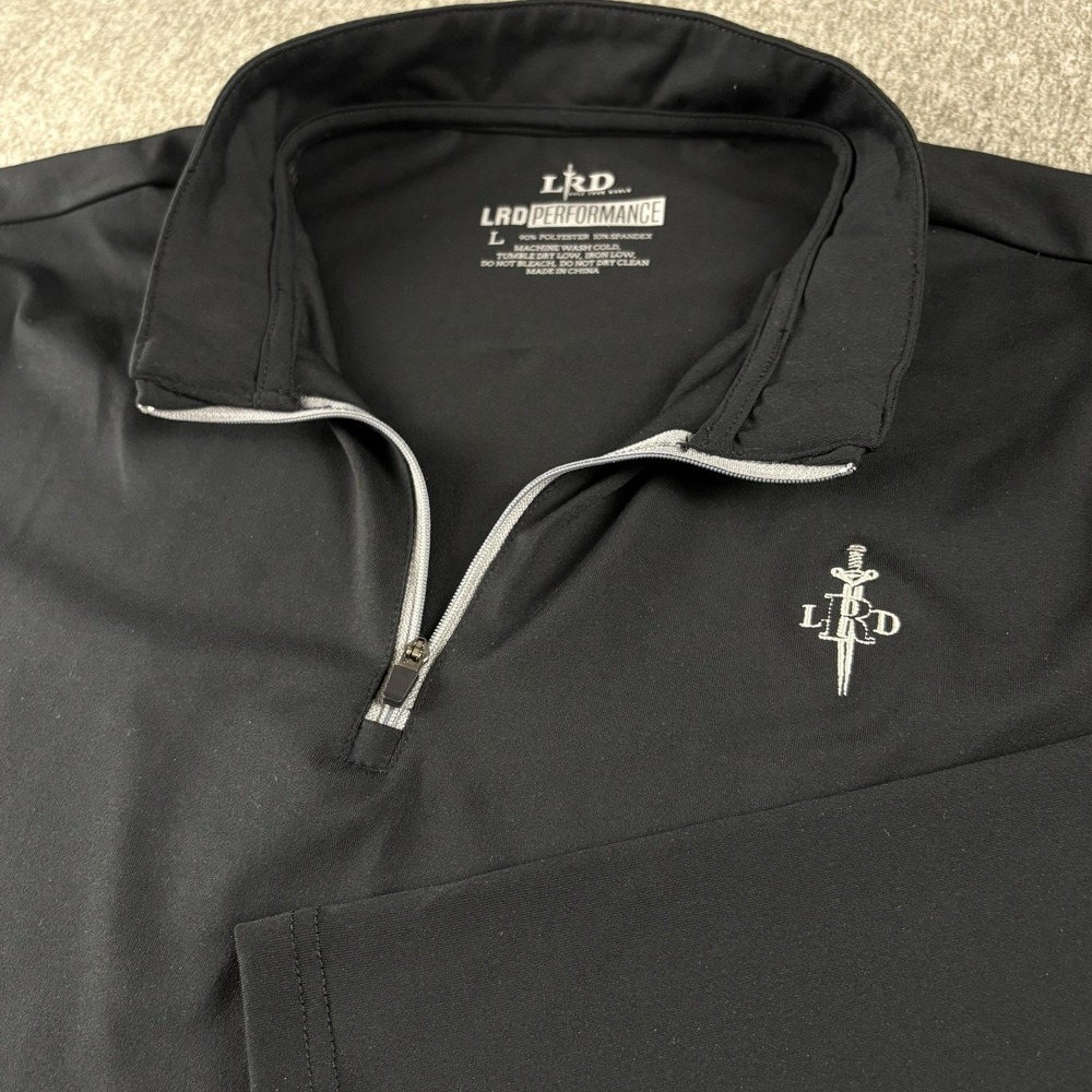 LRD Performance Mens Large Black Golf Pullover 1/4 Zip LS‎ Shirt Stretch